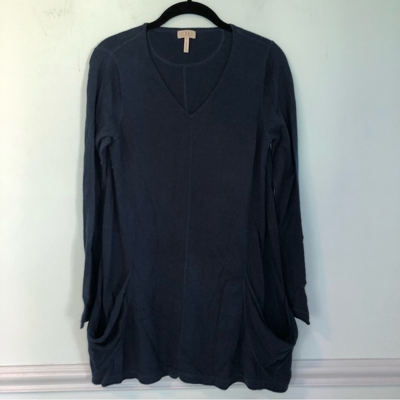 LOGO Blue Long Sleeve Cotton & Cashmere Sweater with Front Pockets Size Small - Picture 1 of 11